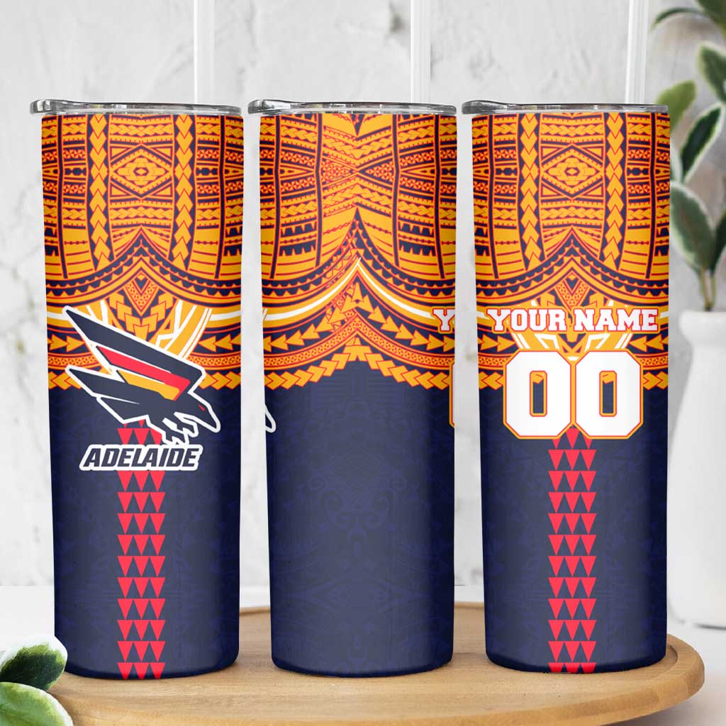 Personalized Adelaide Crows Skinny Tumbler Polynesian Tribal Pattern Heritage Football