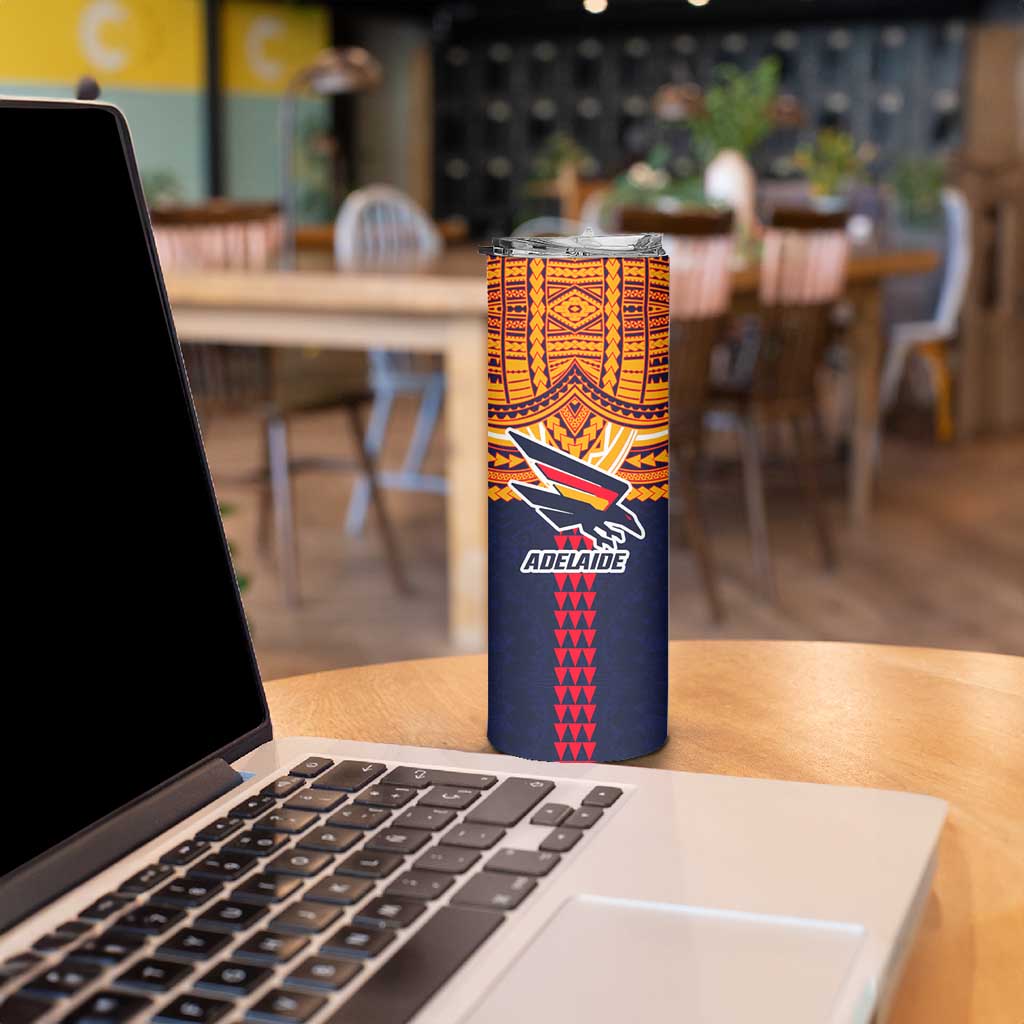 Personalized Adelaide Crows Skinny Tumbler Polynesian Tribal Pattern Heritage Football