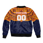 Personalized Adelaide Crows Sleeve Zip Bomber Jacket Polynesian Tribal Pattern Heritage Football