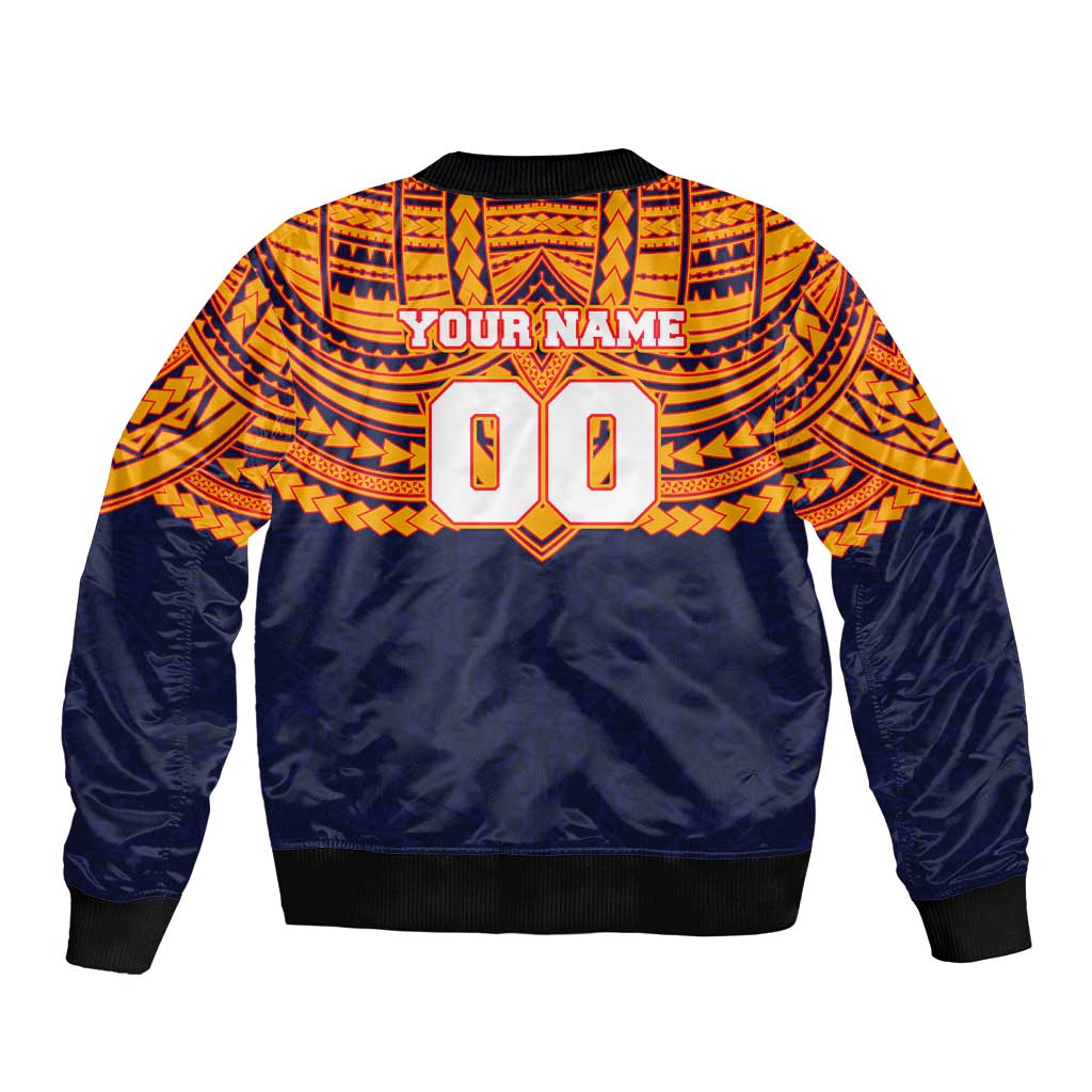 Personalized Adelaide Crows Sleeve Zip Bomber Jacket Polynesian Tribal Pattern Heritage Football