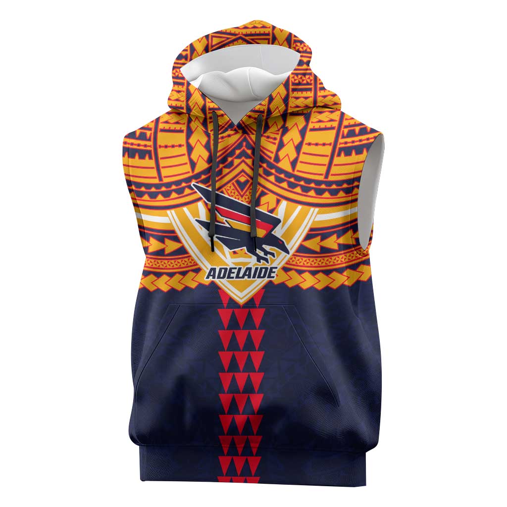 Personalized Adelaide Crows Sleeveless Hoodie Polynesian Tribal Pattern Heritage Football
