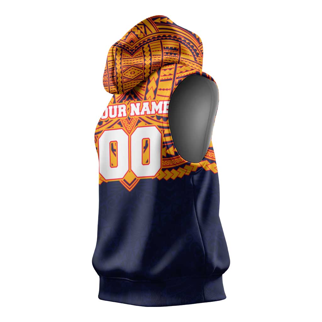 Personalized Adelaide Crows Sleeveless Hoodie Polynesian Tribal Pattern Heritage Football