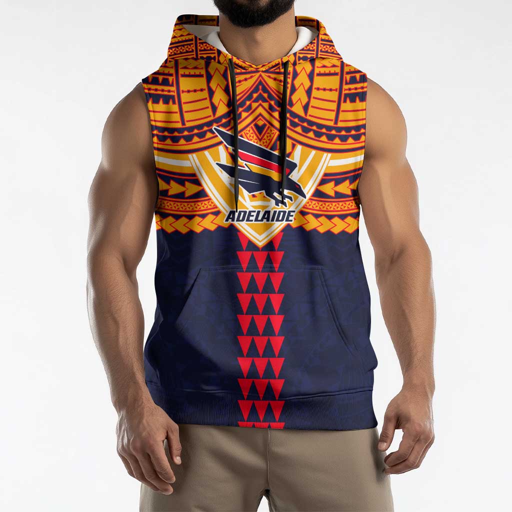 Personalized Adelaide Crows Sleeveless Hoodie Polynesian Tribal Pattern Heritage Football