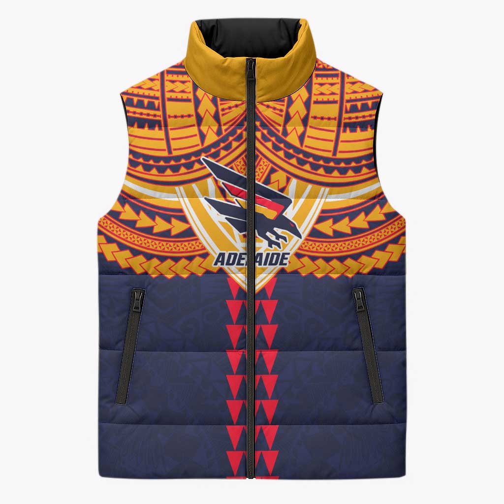 Personalized Adelaide Crows Sleeveless Puffer Jacket Polynesian Tribal Pattern Heritage Football