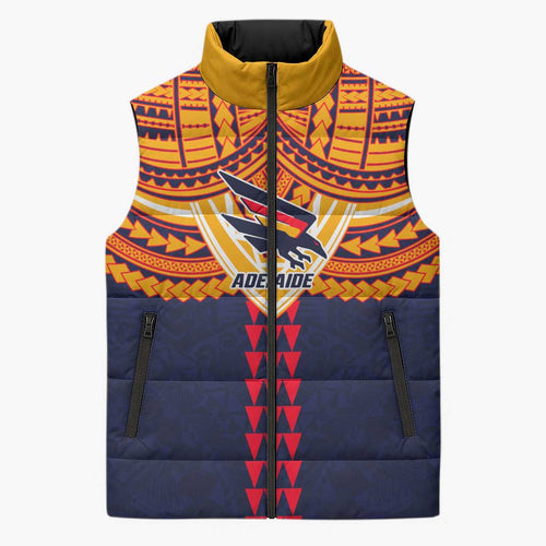 Personalized Adelaide Crows Sleeveless Puffer Jacket Polynesian Tribal Pattern Heritage Football