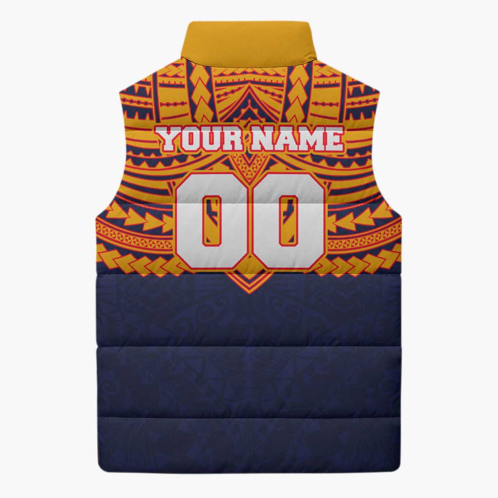 Personalized Adelaide Crows Sleeveless Puffer Jacket Polynesian Tribal Pattern Heritage Football