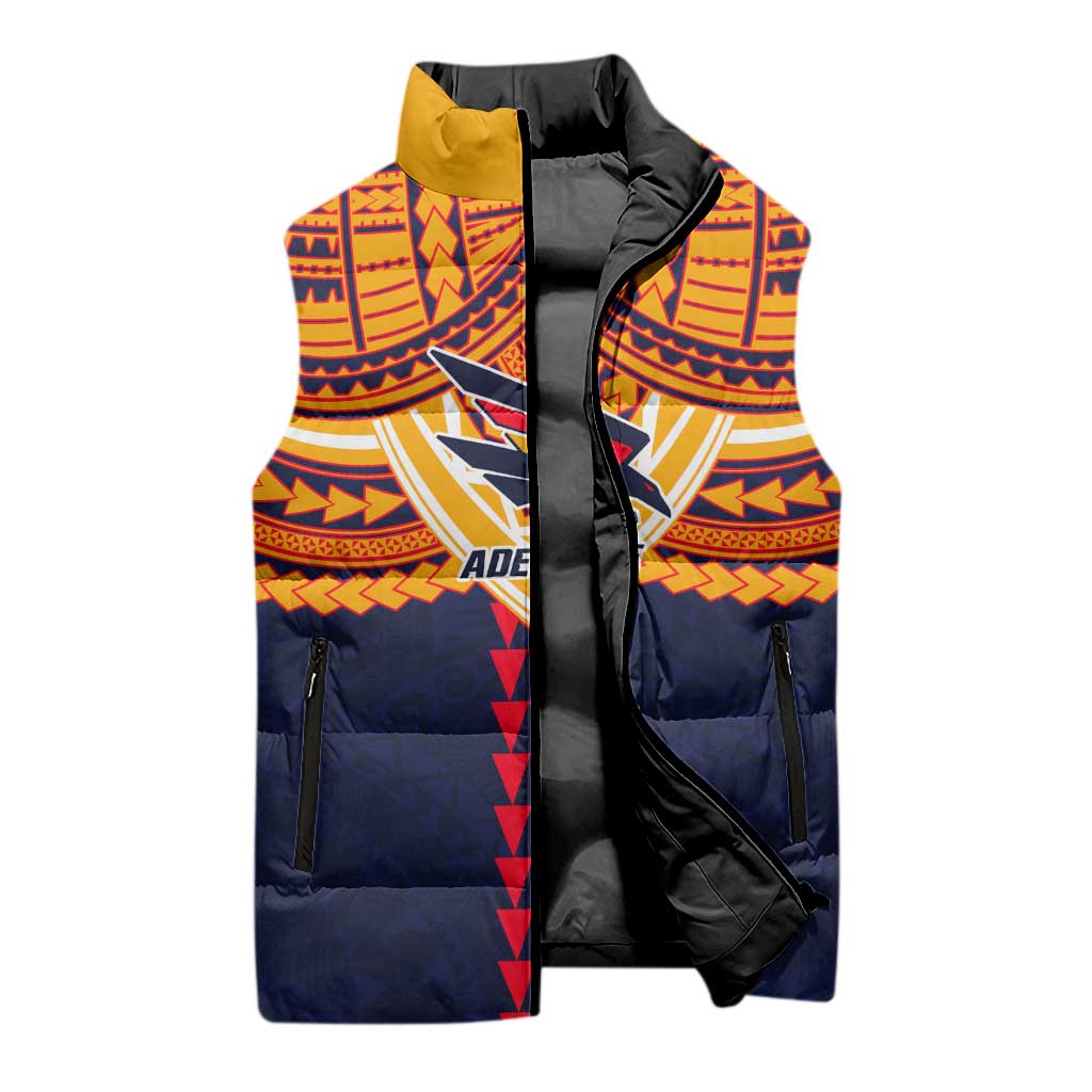 Personalized Adelaide Crows Sleeveless Puffer Jacket Polynesian Tribal Pattern Heritage Football