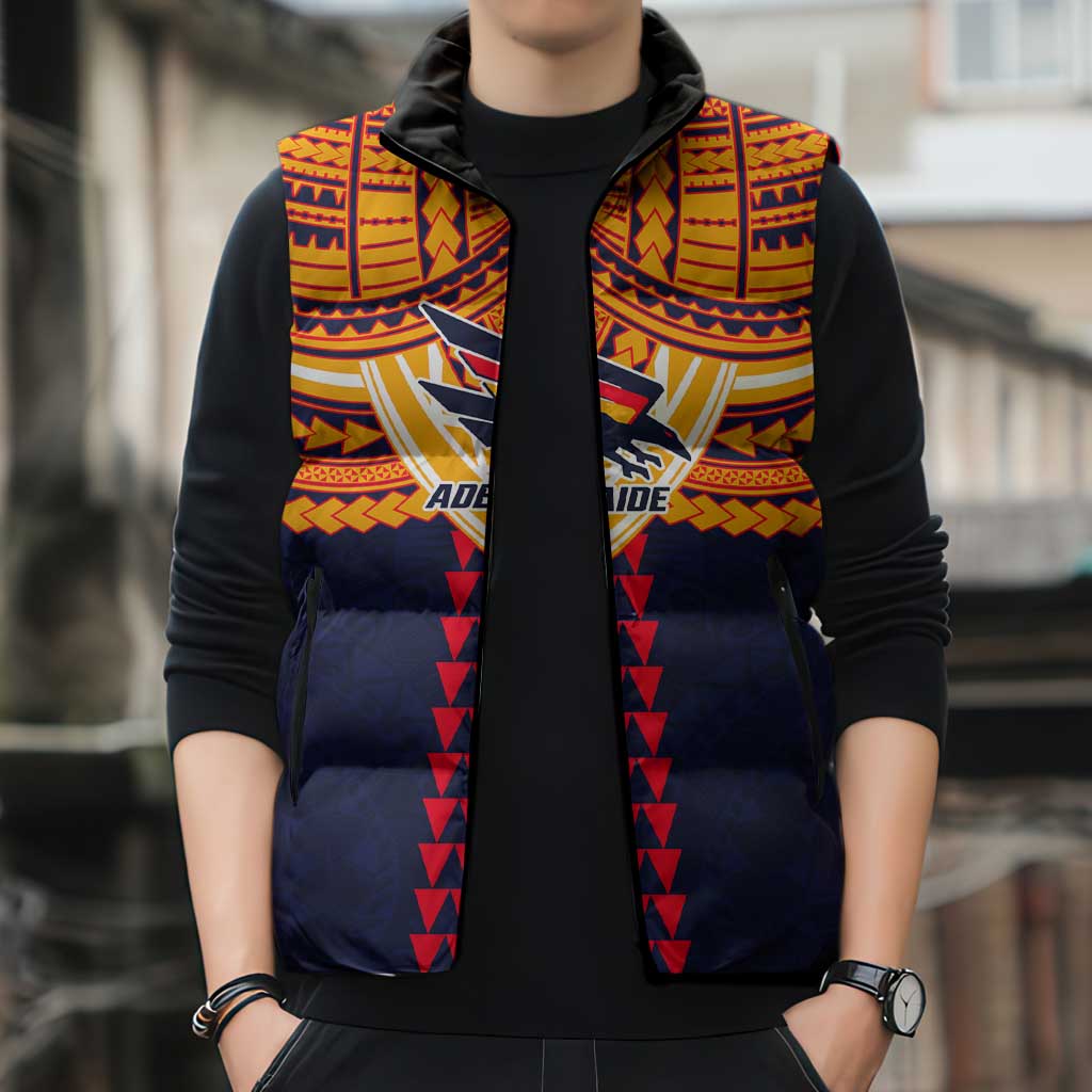 Personalized Adelaide Crows Sleeveless Puffer Jacket Polynesian Tribal Pattern Heritage Football