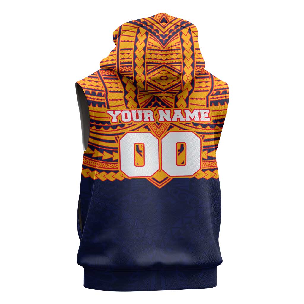 Personalized Adelaide Crows Sleeveless Zip Hoodie Polynesian Tribal Pattern Heritage Football