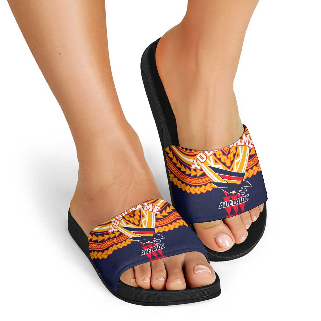 Personalized Adelaide Crows Slide Sandals Polynesian Tribal Pattern Heritage Football