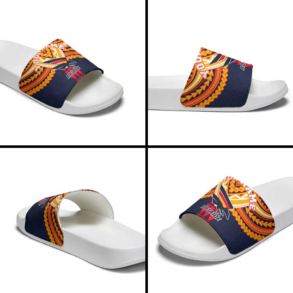 Personalized Adelaide Crows Slide Sandals Polynesian Tribal Pattern Heritage Football