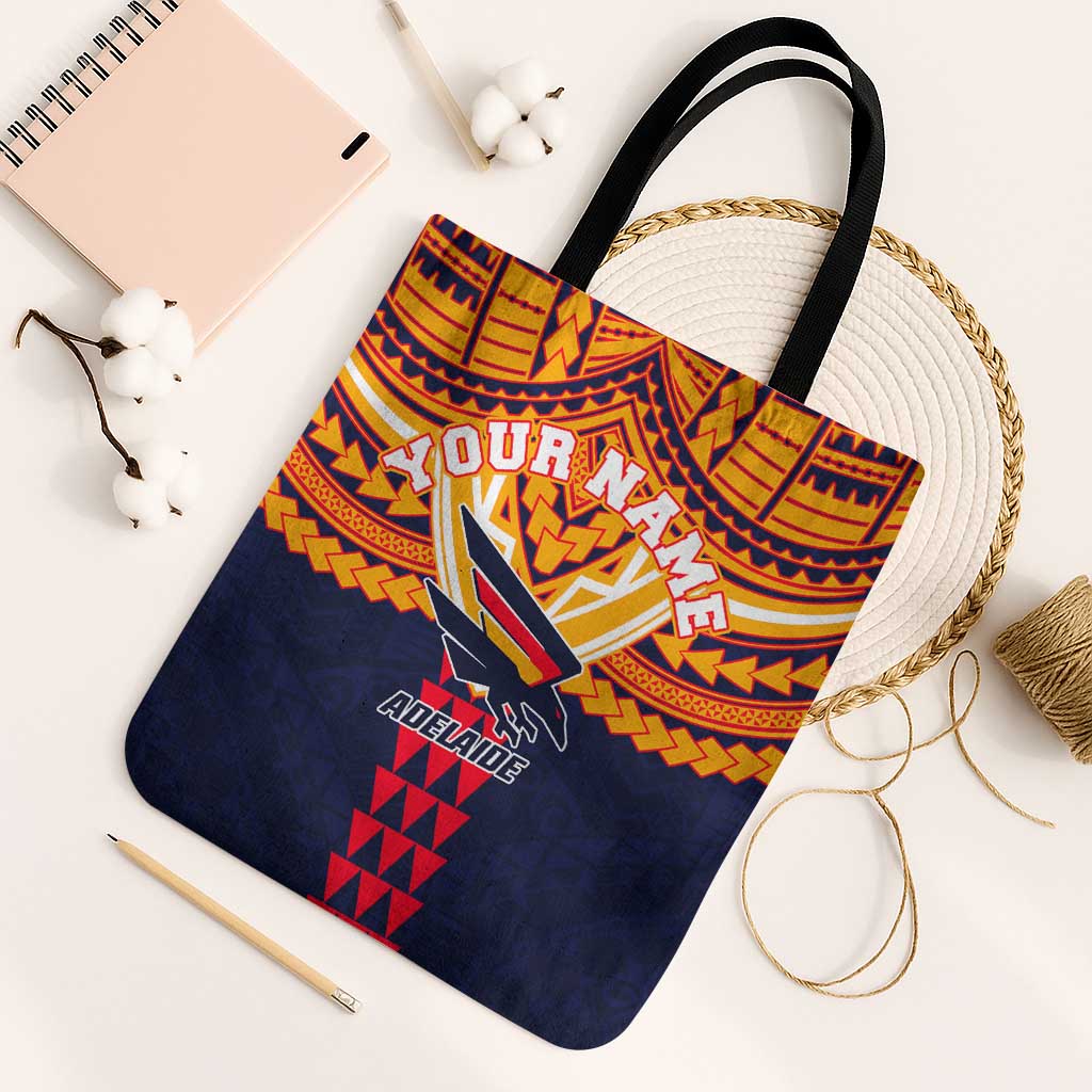 Personalized Adelaide Crows Tote Bag Polynesian Tribal Pattern Heritage Football