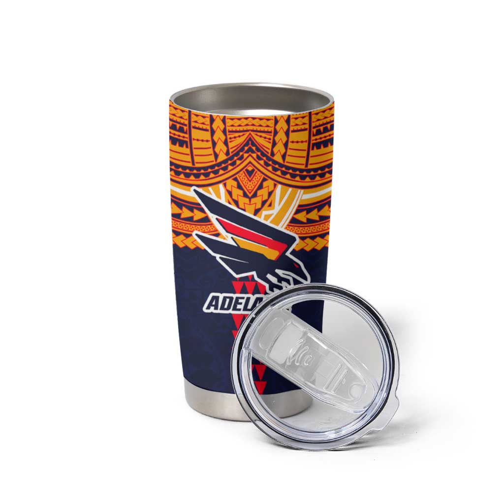 Personalized Adelaide Crows Tumbler Cup Polynesian Tribal Pattern Heritage Football