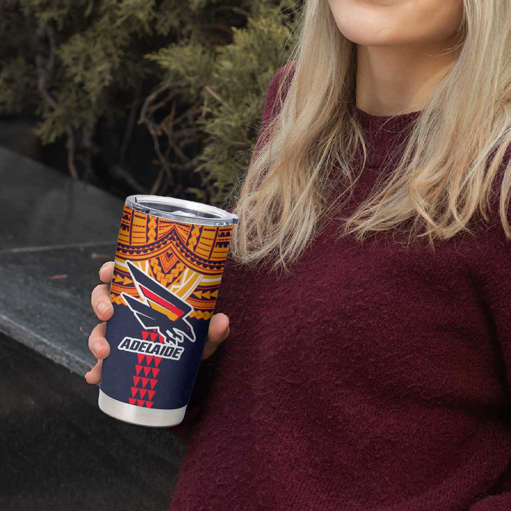 Personalized Adelaide Crows Tumbler Cup Polynesian Tribal Pattern Heritage Football