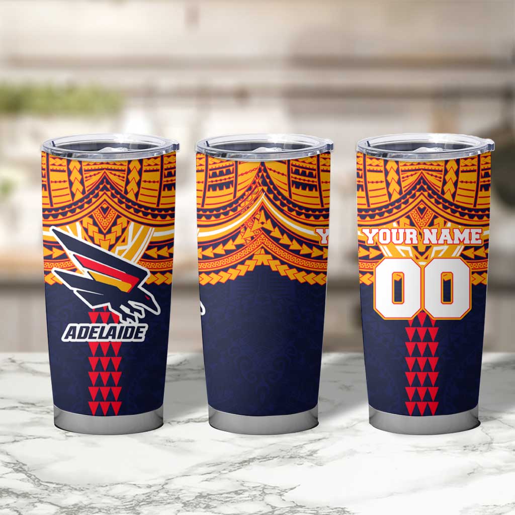 Personalized Adelaide Crows Tumbler Cup Polynesian Tribal Pattern Heritage Football