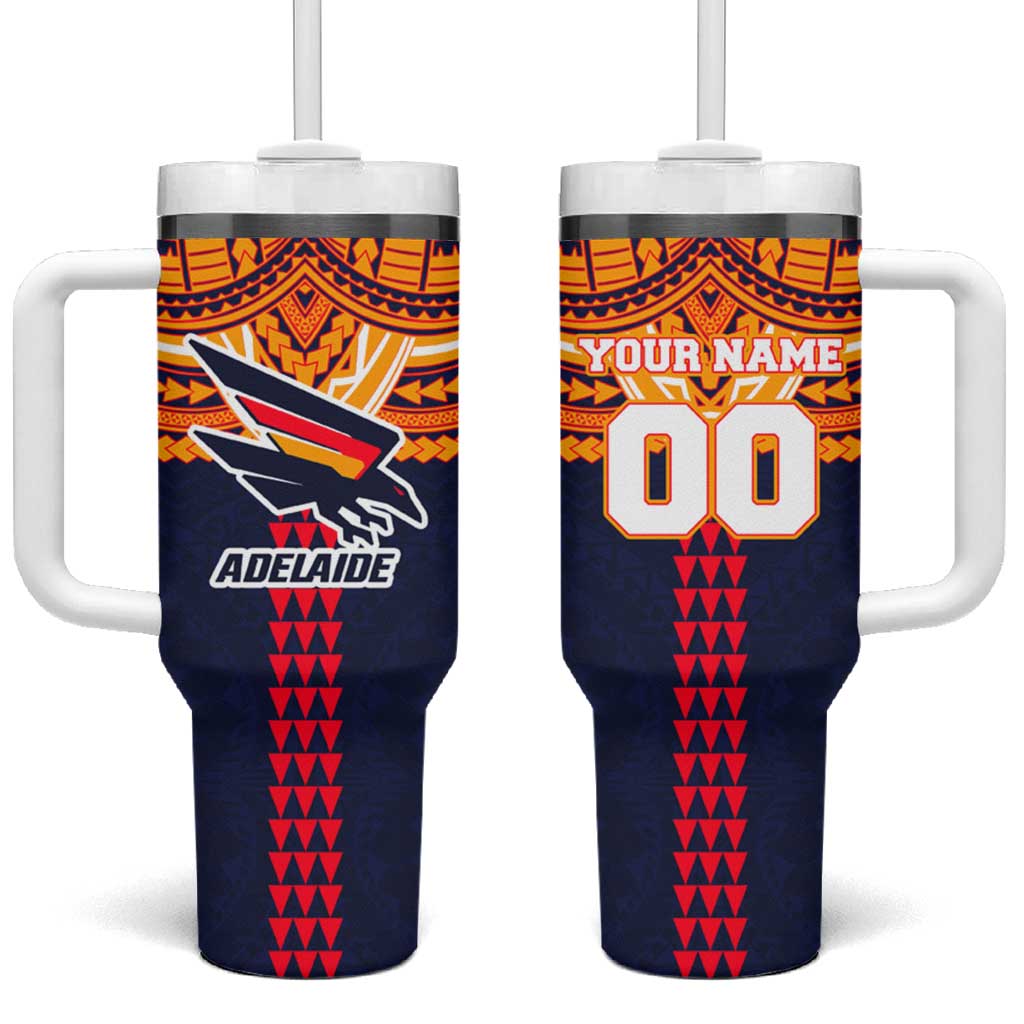 Personalized Adelaide Crows Tumbler With Handle Polynesian Tribal Pattern Heritage Football