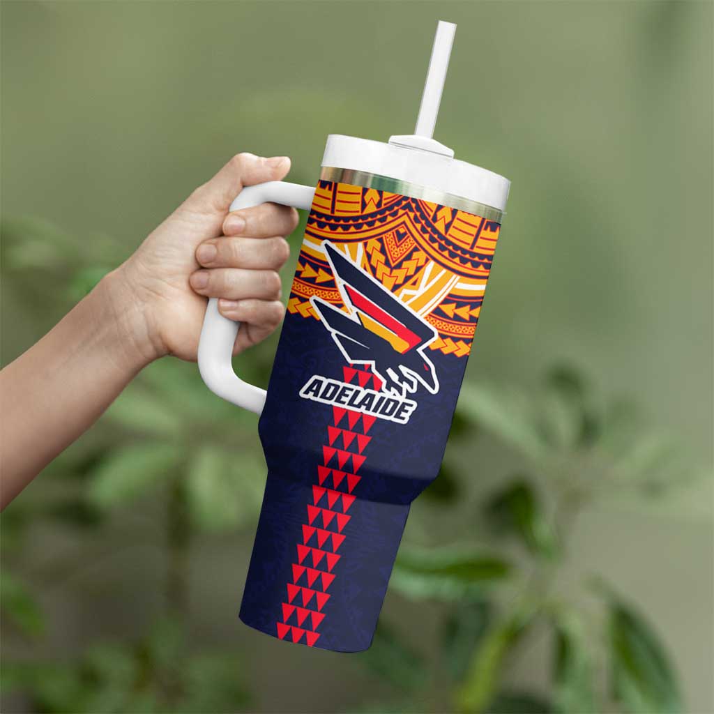 Personalized Adelaide Crows Tumbler With Handle Polynesian Tribal Pattern Heritage Football