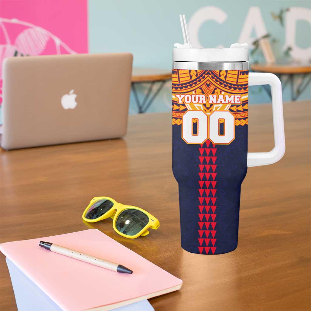 Personalized Adelaide Crows Tumbler With Handle Polynesian Tribal Pattern Heritage Football