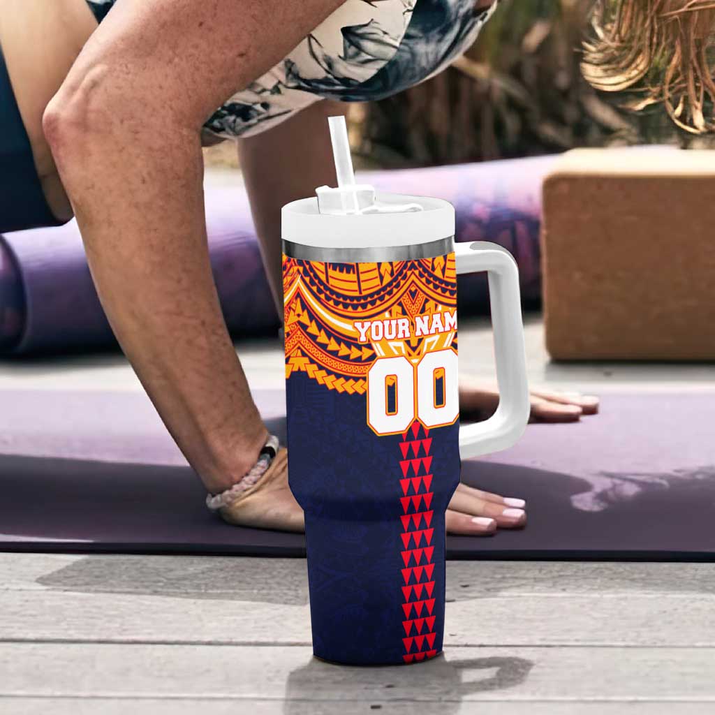 Personalized Adelaide Crows Tumbler With Handle Polynesian Tribal Pattern Heritage Football
