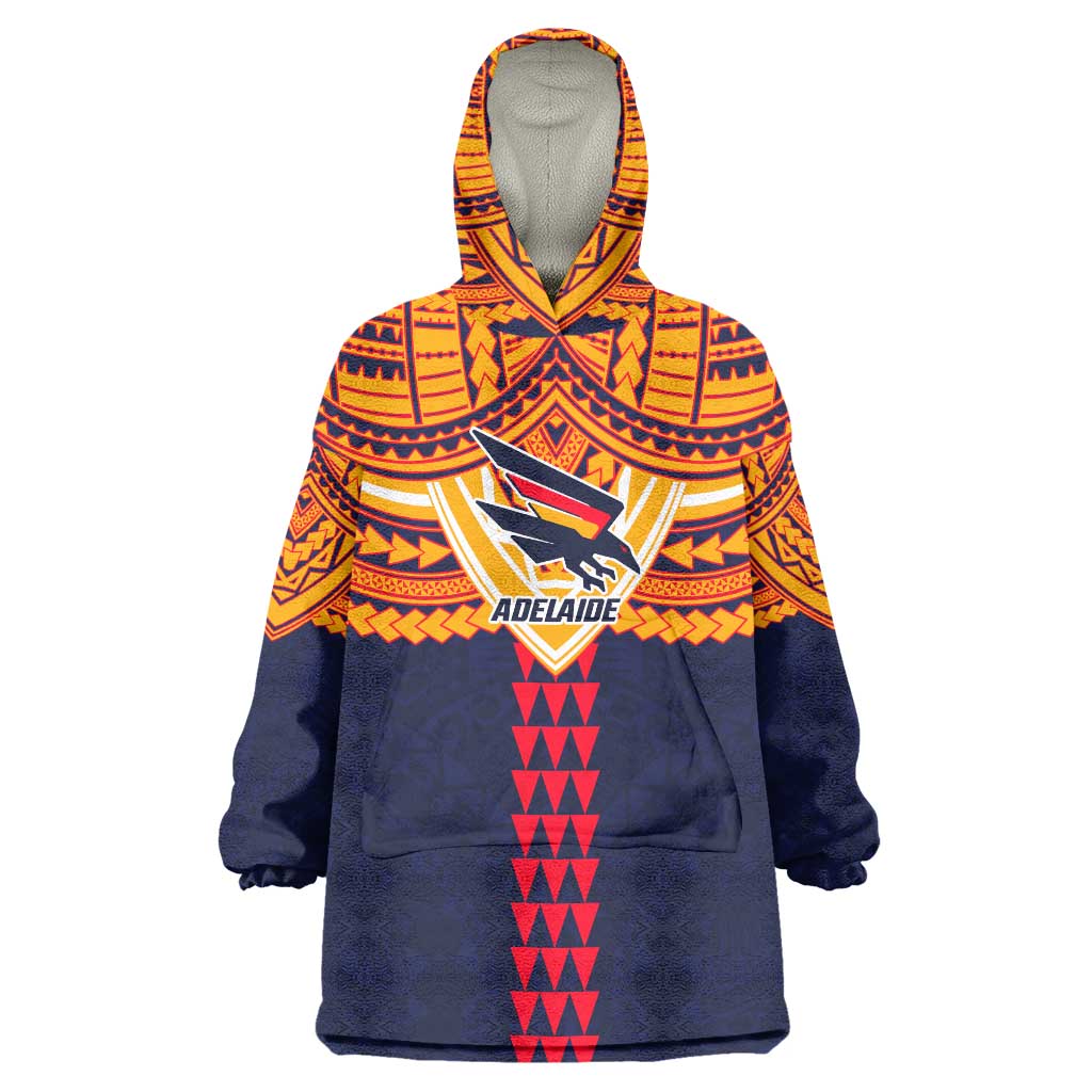 Personalized Adelaide Crows Wearable Blanket Hoodie Polynesian Tribal Pattern Heritage Football