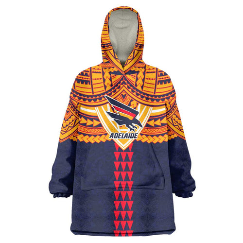 Personalized Adelaide Crows Wearable Blanket Hoodie Polynesian Tribal Pattern Heritage Football