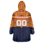 Personalized Adelaide Crows Wearable Blanket Hoodie Polynesian Tribal Pattern Heritage Football