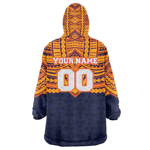Personalized Adelaide Crows Wearable Blanket Hoodie Polynesian Tribal Pattern Heritage Football