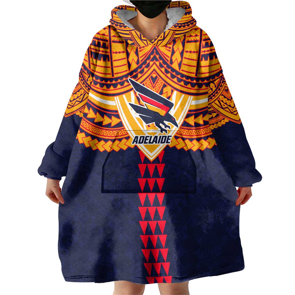 Personalized Adelaide Crows Wearable Blanket Hoodie Polynesian Tribal Pattern Heritage Football