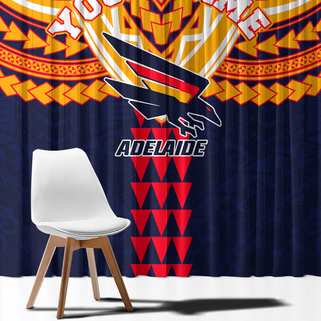 Personalized Adelaide Crows Window Curtain Polynesian Tribal Pattern Heritage Football