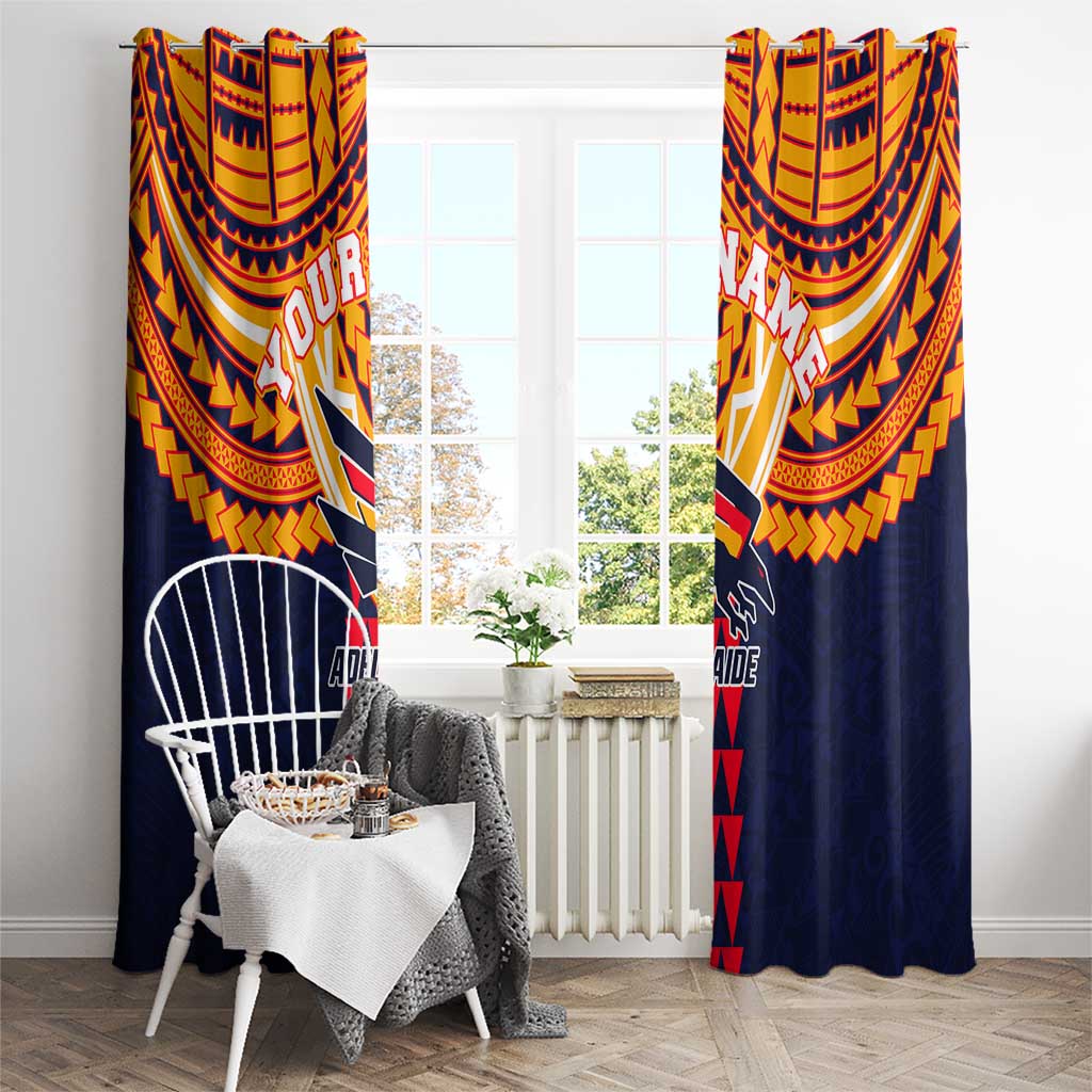 Personalized Adelaide Crows Window Curtain Polynesian Tribal Pattern Heritage Football