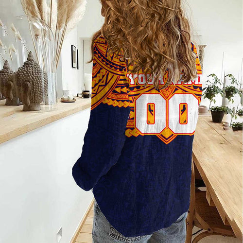 Personalized Adelaide Crows Women Casual Shirt Polynesian Tribal Pattern Heritage Football
