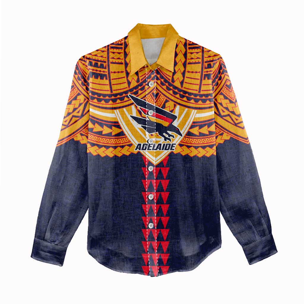 Personalized Adelaide Crows Women Casual Shirt Polynesian Tribal Pattern Heritage Football
