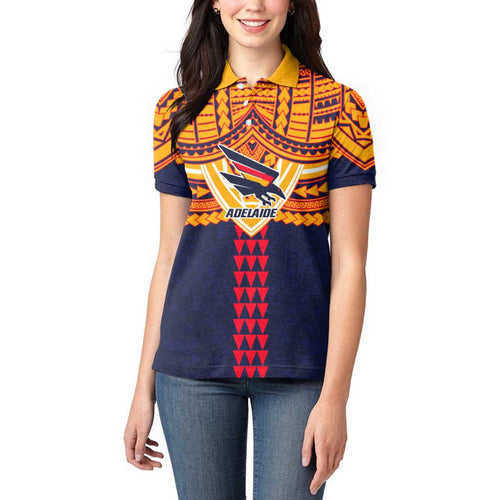 Personalized Adelaide Crows Women Polo Shirt Polynesian Tribal Pattern Heritage Football