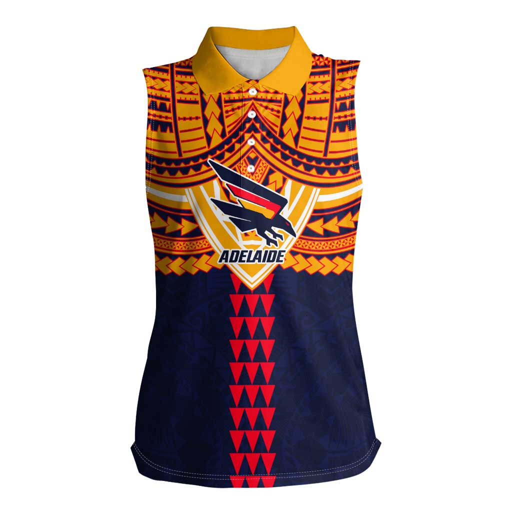 Personalized Adelaide Crows Women Sleeveless Polo Shirt Polynesian Tribal Pattern Heritage Football