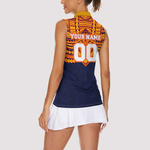 Personalized Adelaide Crows Women Sleeveless Polo Shirt Polynesian Tribal Pattern Heritage Football
