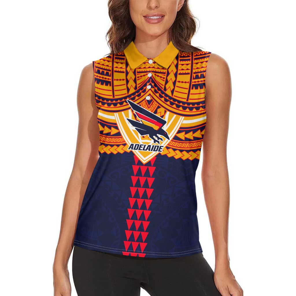 Personalized Adelaide Crows Women Sleeveless Polo Shirt Polynesian Tribal Pattern Heritage Football