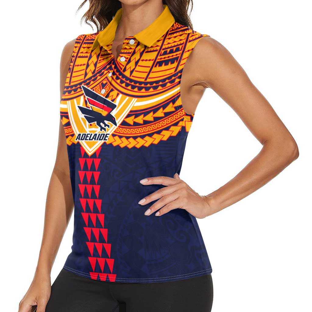 Personalized Adelaide Crows Women Sleeveless Polo Shirt Polynesian Tribal Pattern Heritage Football