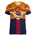 Personalized Adelaide Crows Women V-Neck T-Shirt Polynesian Tribal Pattern Heritage Football
