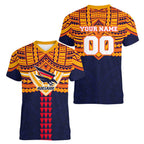 Personalized Adelaide Crows Women V-Neck T-Shirt Polynesian Tribal Pattern Heritage Football
