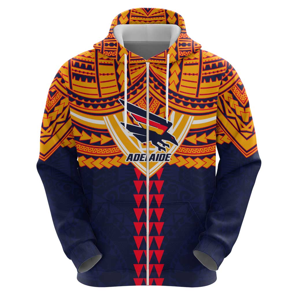 Personalized Adelaide Crows Zip Hoodie Polynesian Tribal Pattern Heritage Football