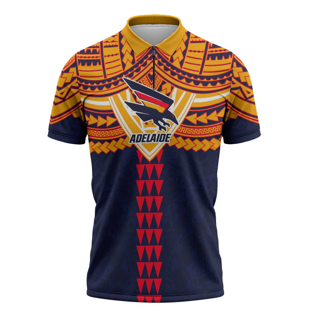 Personalized Adelaide Crows Zipper Polo Shirt Polynesian Tribal Pattern Heritage Football