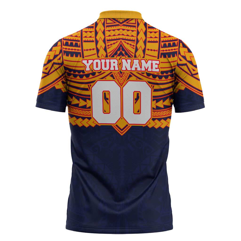 Personalized Adelaide Crows Zipper Polo Shirt Polynesian Tribal Pattern Heritage Football