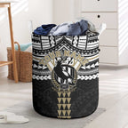 Personalized Collingwood Magpies Laundry Basket Polynesian Tribal Pattern Heritage Football