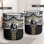 Personalized Collingwood Magpies Laundry Basket Polynesian Tribal Pattern Heritage Football