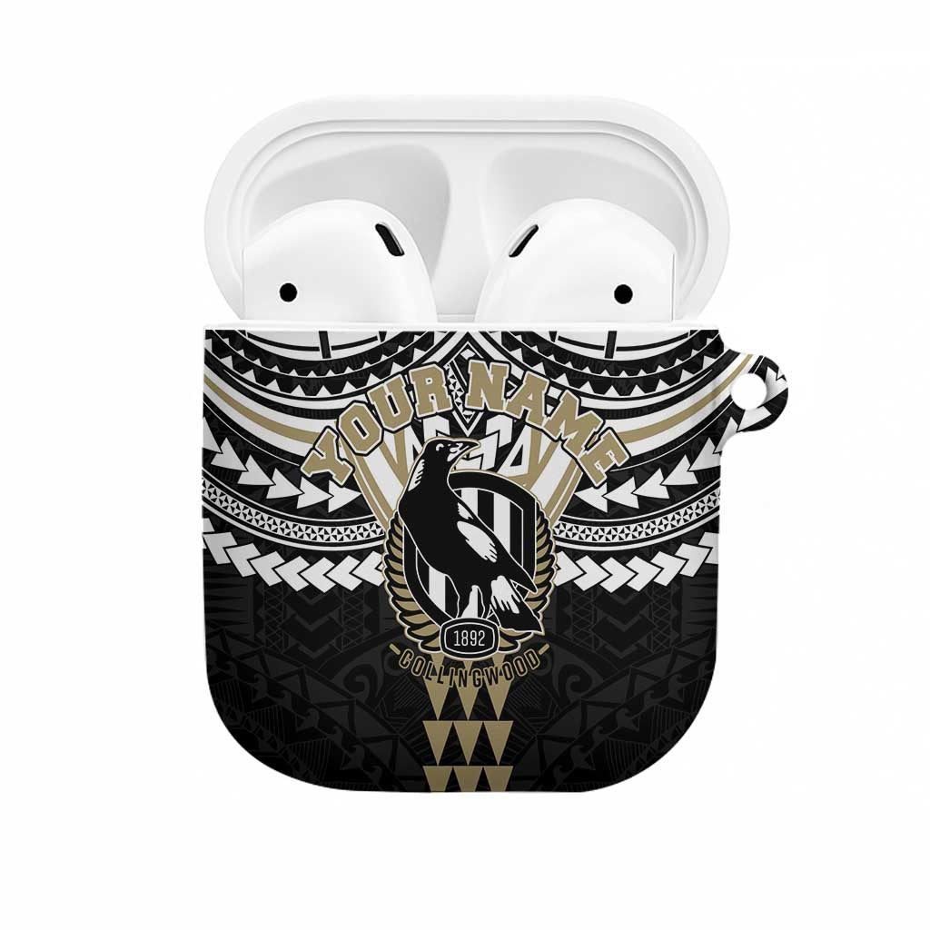 Personalized Collingwood Magpies AirPods Case Polynesian Tribal Pattern Heritage Football