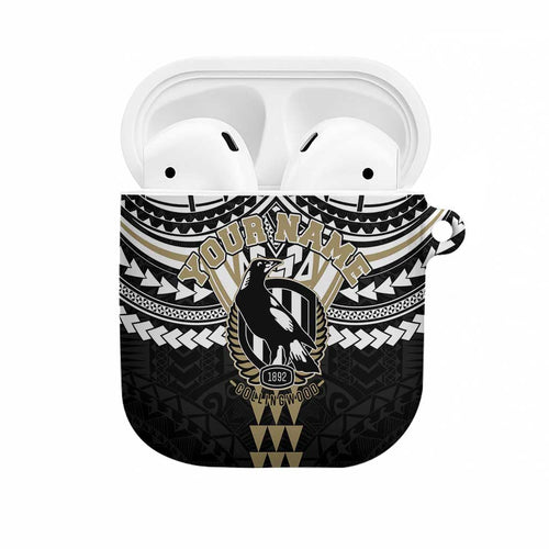 Personalized Collingwood Magpies AirPods Case Polynesian Tribal Pattern Heritage Football