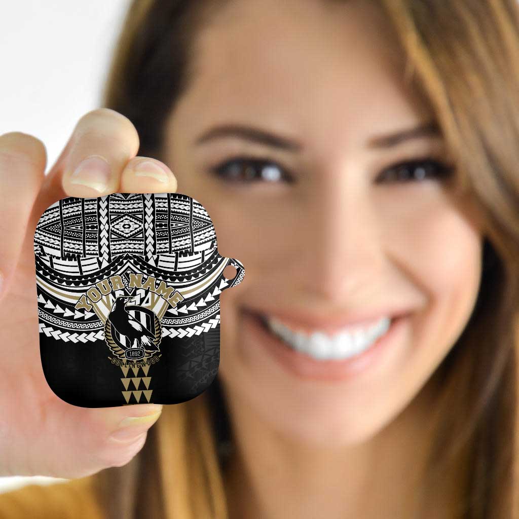 Personalized Collingwood Magpies AirPods Case Polynesian Tribal Pattern Heritage Football
