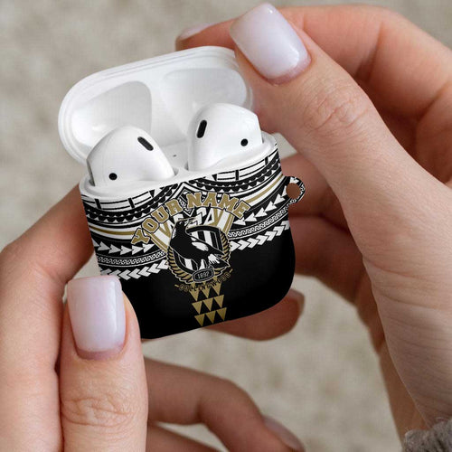 Personalized Collingwood Magpies AirPods Case Polynesian Tribal Pattern Heritage Football