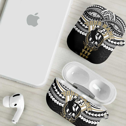 Personalized Collingwood Magpies AirPods Case Polynesian Tribal Pattern Heritage Football