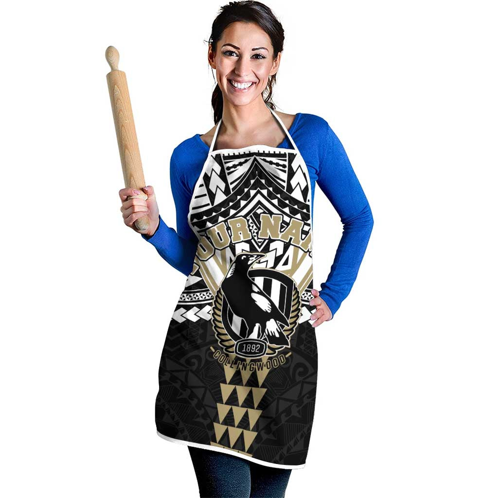Personalized Collingwood Magpies Apron Polynesian Tribal Pattern Heritage Football